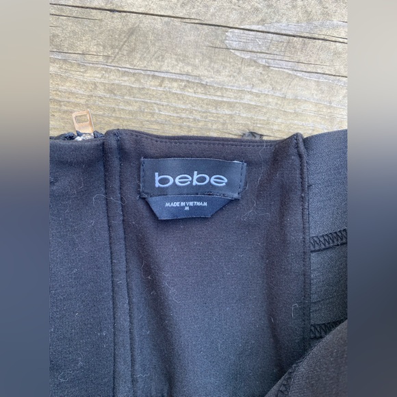 bebe Women's High Rise Black Stretch Leggings Rear Zippered size M - Picture 3 of 12